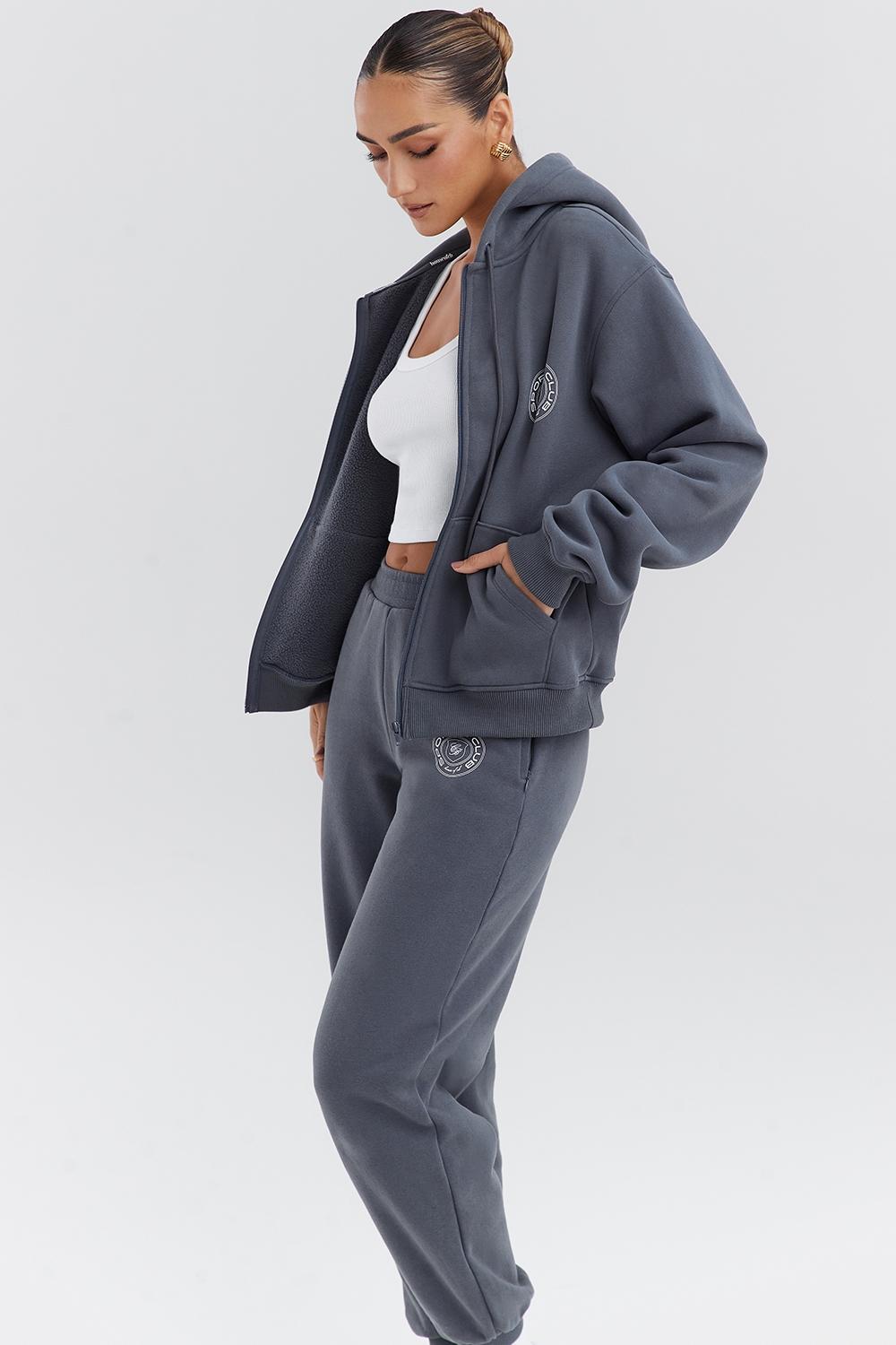 Mirage  slate cotton fleece-back zip through hoodie Product Image