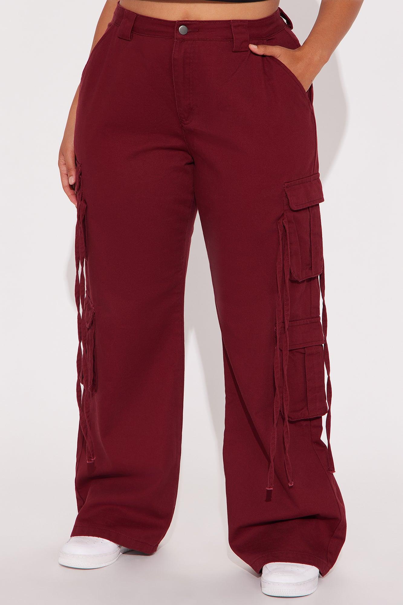 Golden Hour Wide Leg Cargo Pant - Burgundy Female Product Image