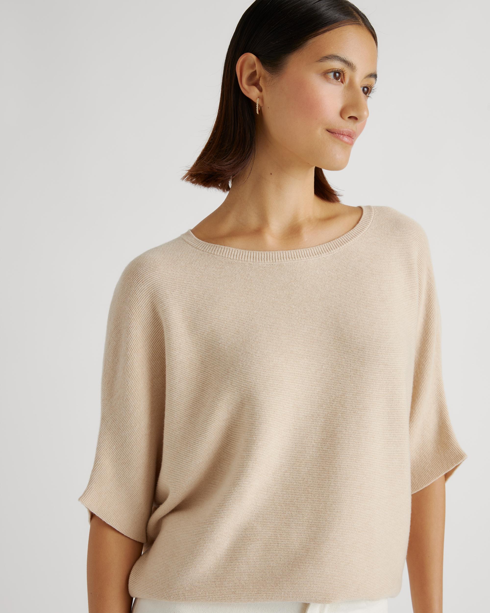 Quince | Women's Lightweight Cotton Cashmere Link-Stitch Dolman Sweater Product Image