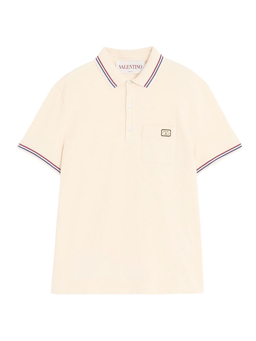 Mens Cotton Piqu Polo Shirt with VLogo Patch Product Image