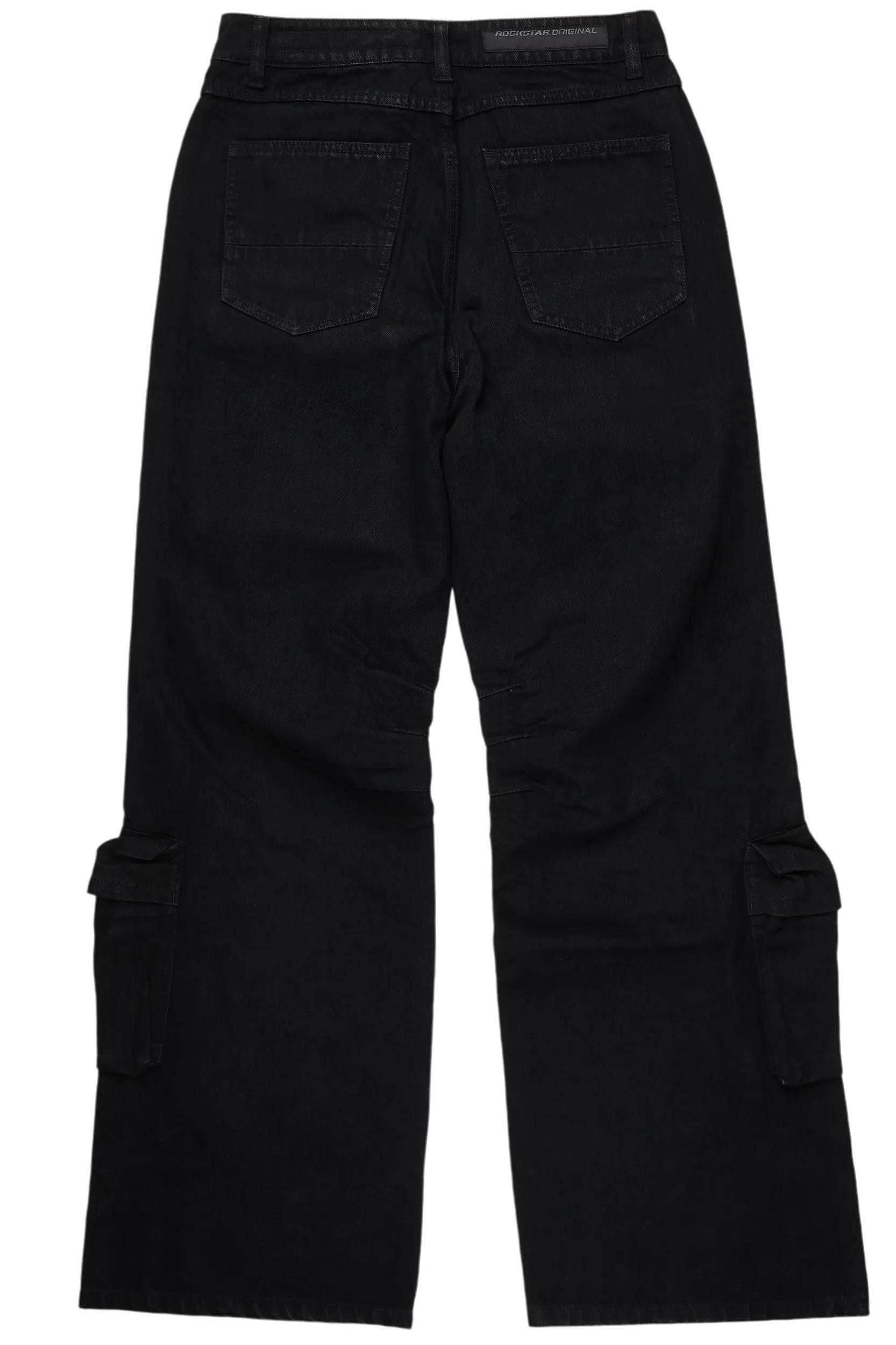 Cazer Black Baggy Fit Cargo Jean Male Product Image