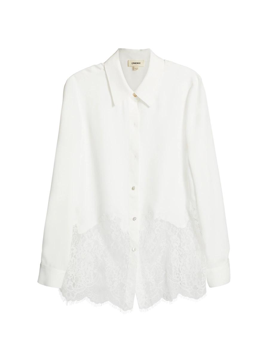 Womens Adalee Lace Button-Front Blouse Product Image