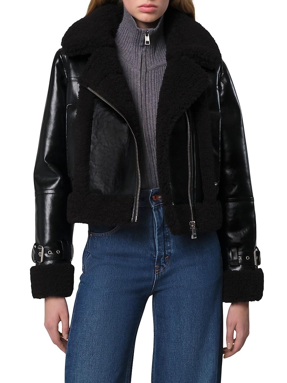 Womens Jay Shiny Faux-Leather Jacket Product Image