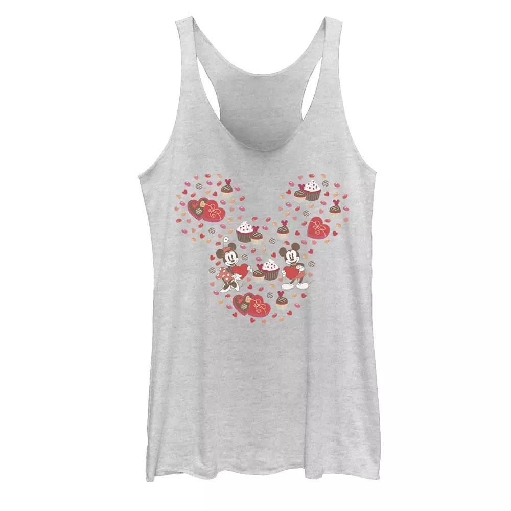 Disney's Mickey Mouse & Minnie Valentine's Day Chocolates & Hearts Juniors' Racerback Tank Top, Girl's,  Product Image
