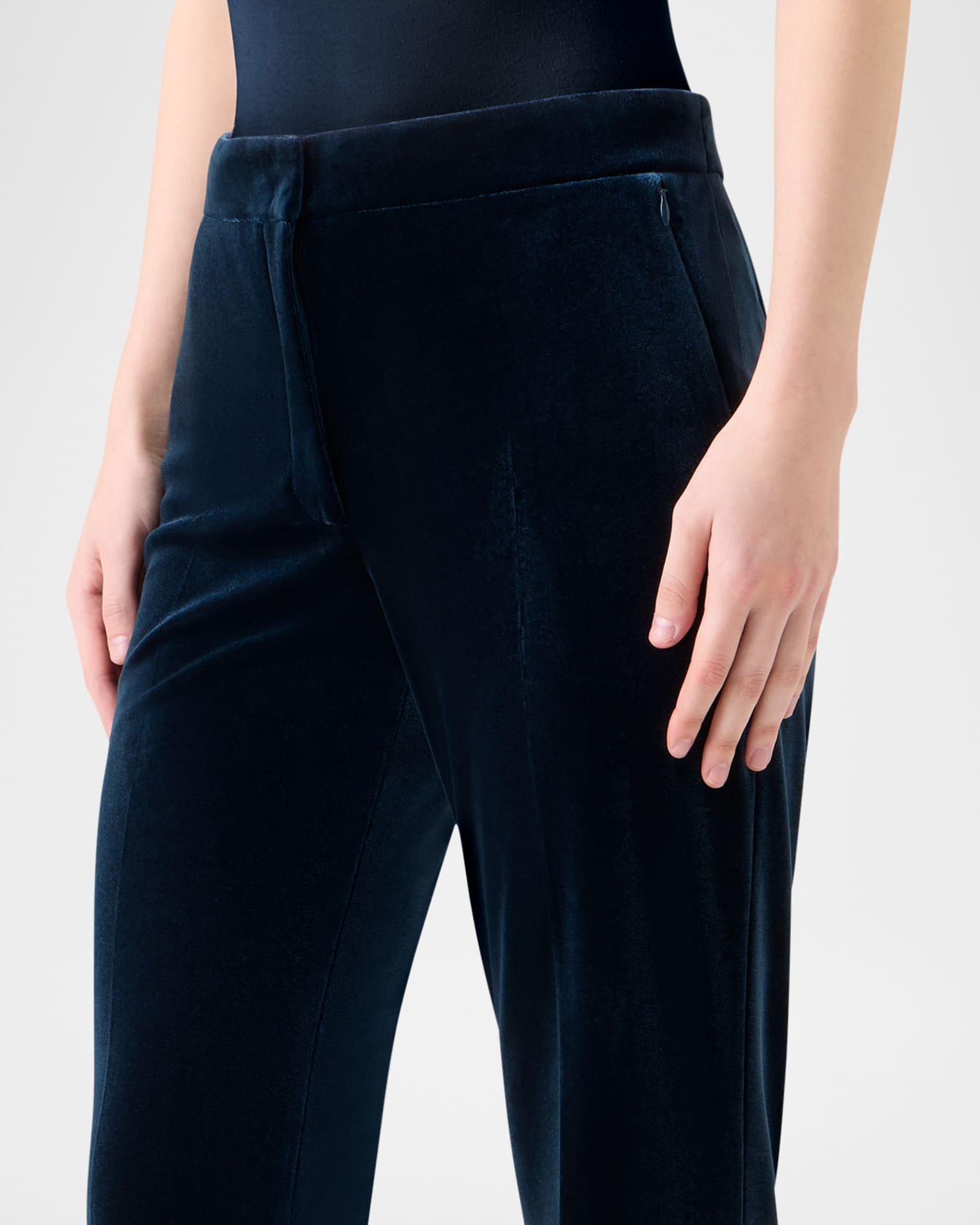 Carl Techno Velvet Stretch Straight-Leg Pants Product Image