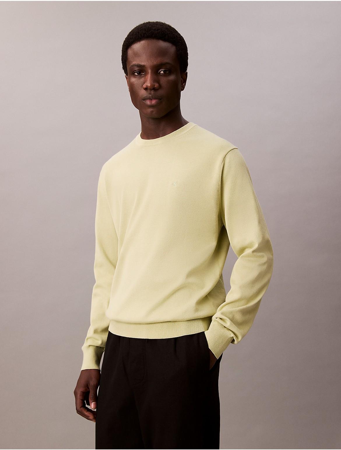 Calvin Klein Mens Supima Cotton Classic Sweater - Green Product Image