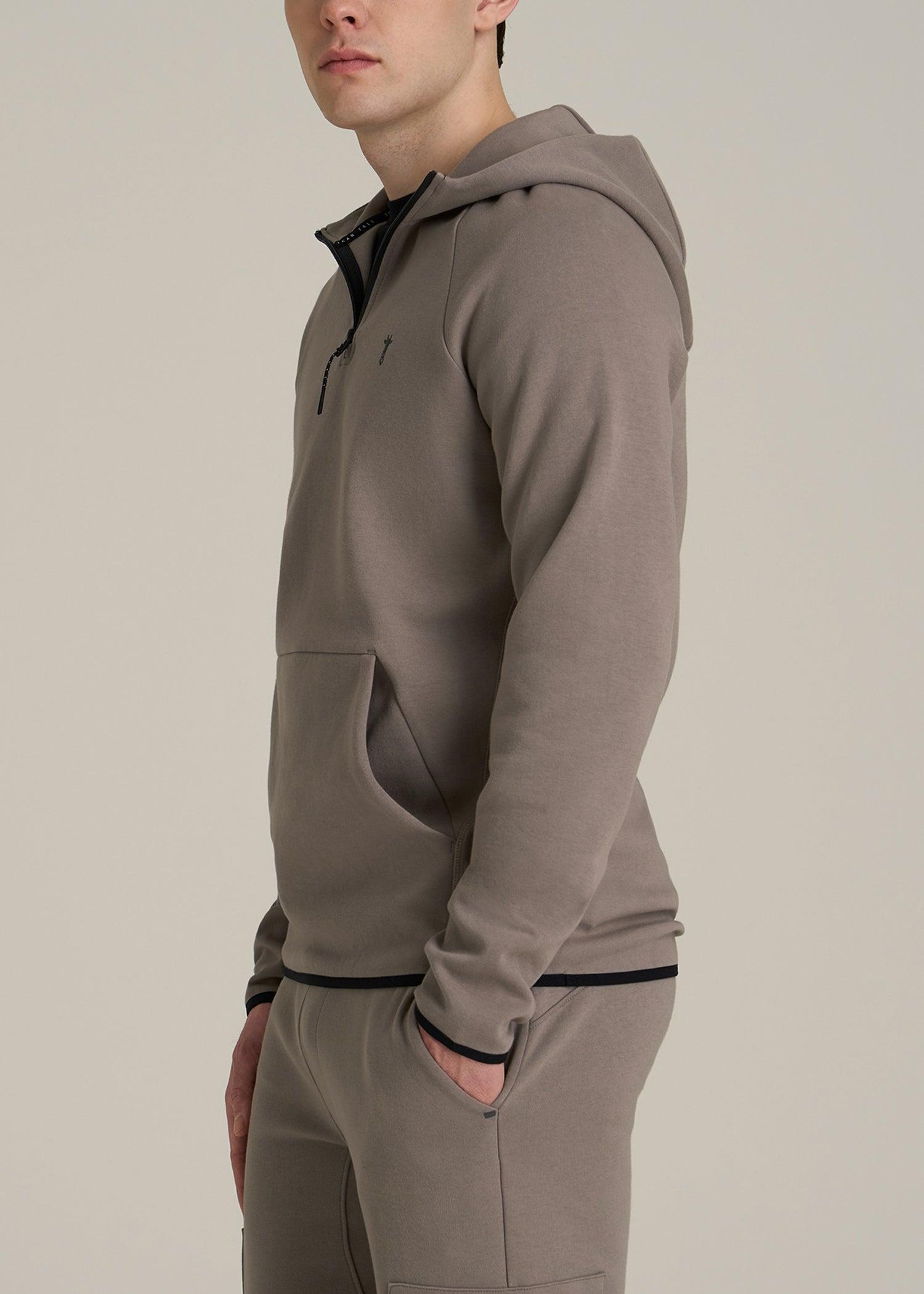 Tech Motion Fleece Hooded Popover for Tall Men in Portobello Male Product Image