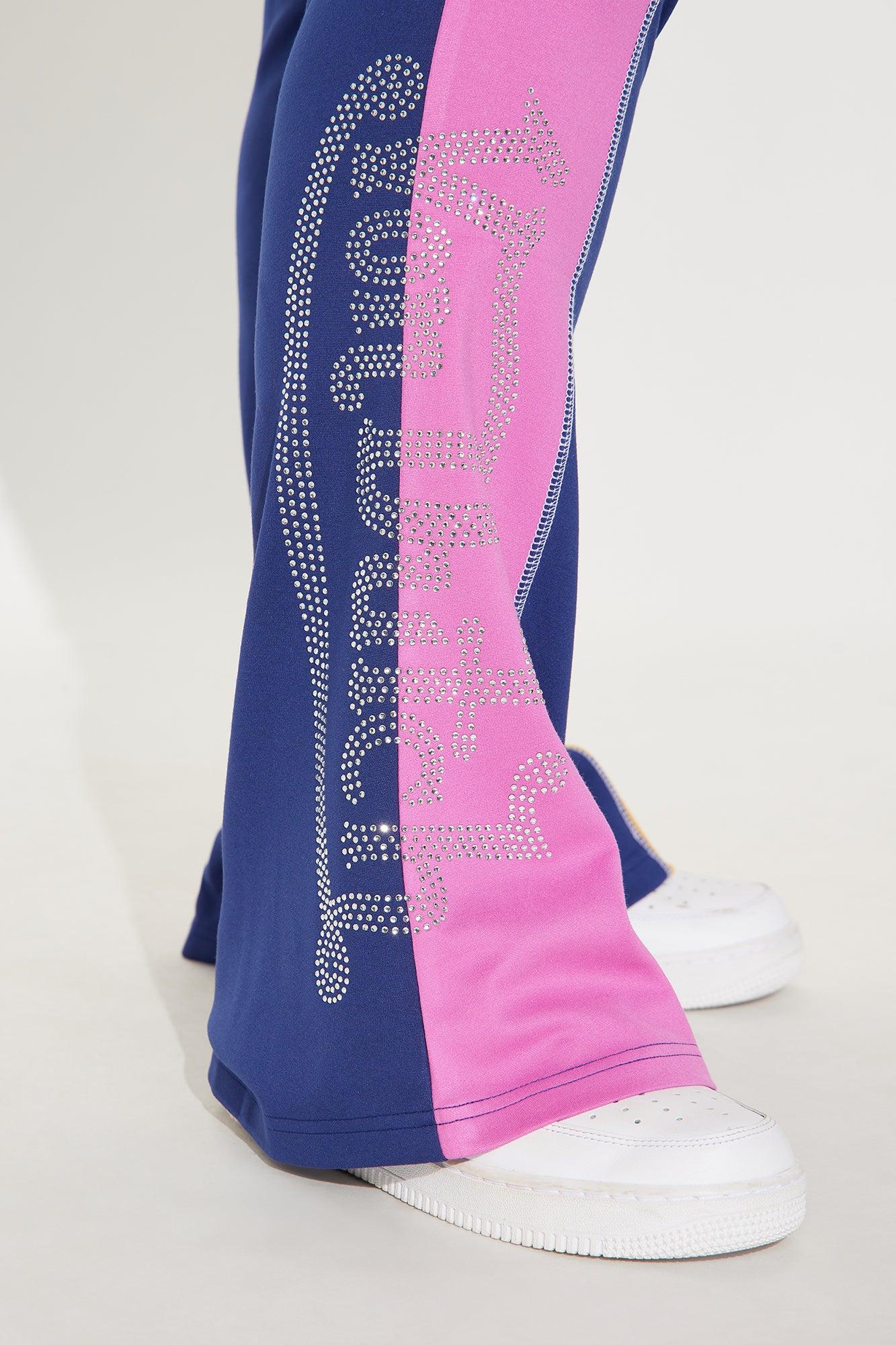 Von Dutch Rhinestone Contrast Flared Pant - Pink/combo Product Image