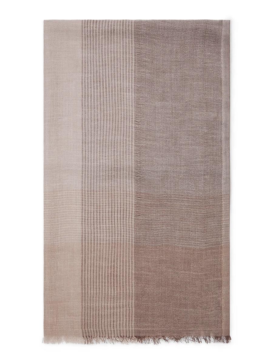 Mens Silk and Linen Chevron Scarf with Stripes Product Image