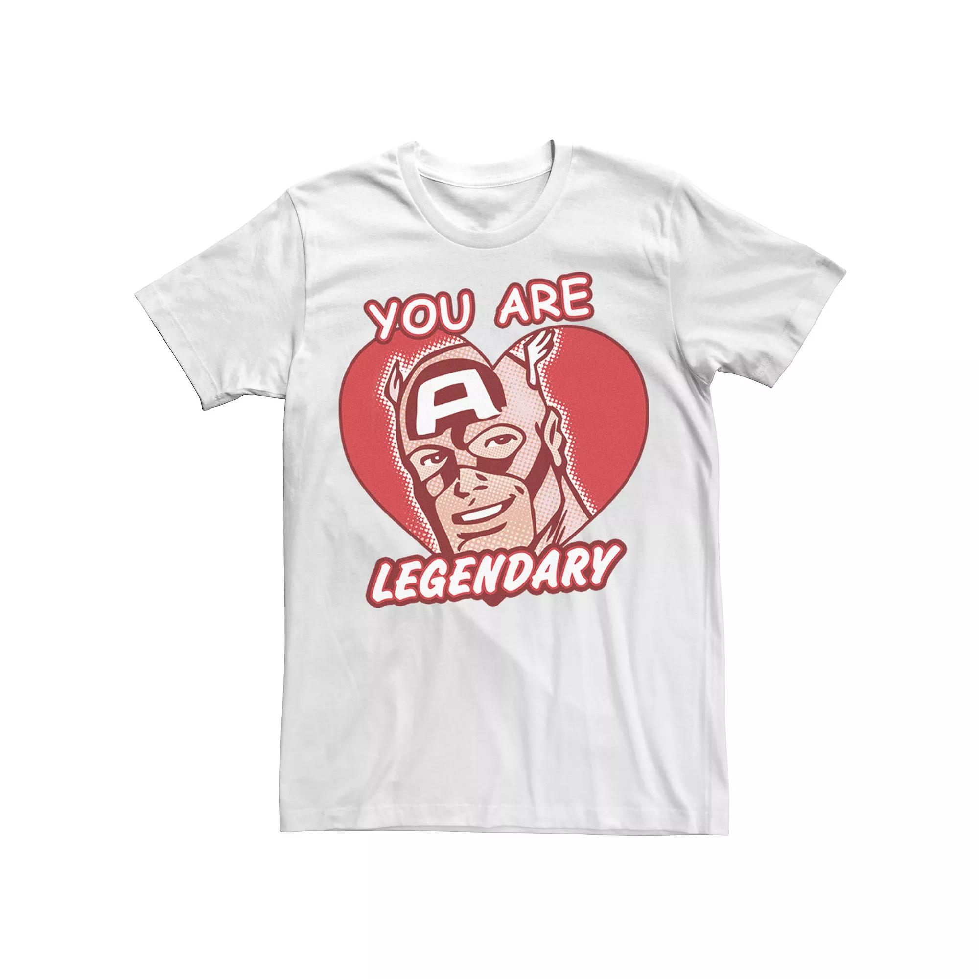 Big & Tall Marvel Captain America Legendary Heart Valentines Day Comic Tee, Men's,  Product Image