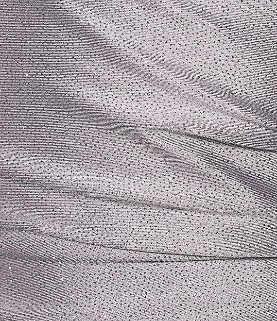 Honey and Rosie Spaghetti Strap Asymmetrical Hem Faux-Wrap Shimmery Stretch Satin Dress Product Image