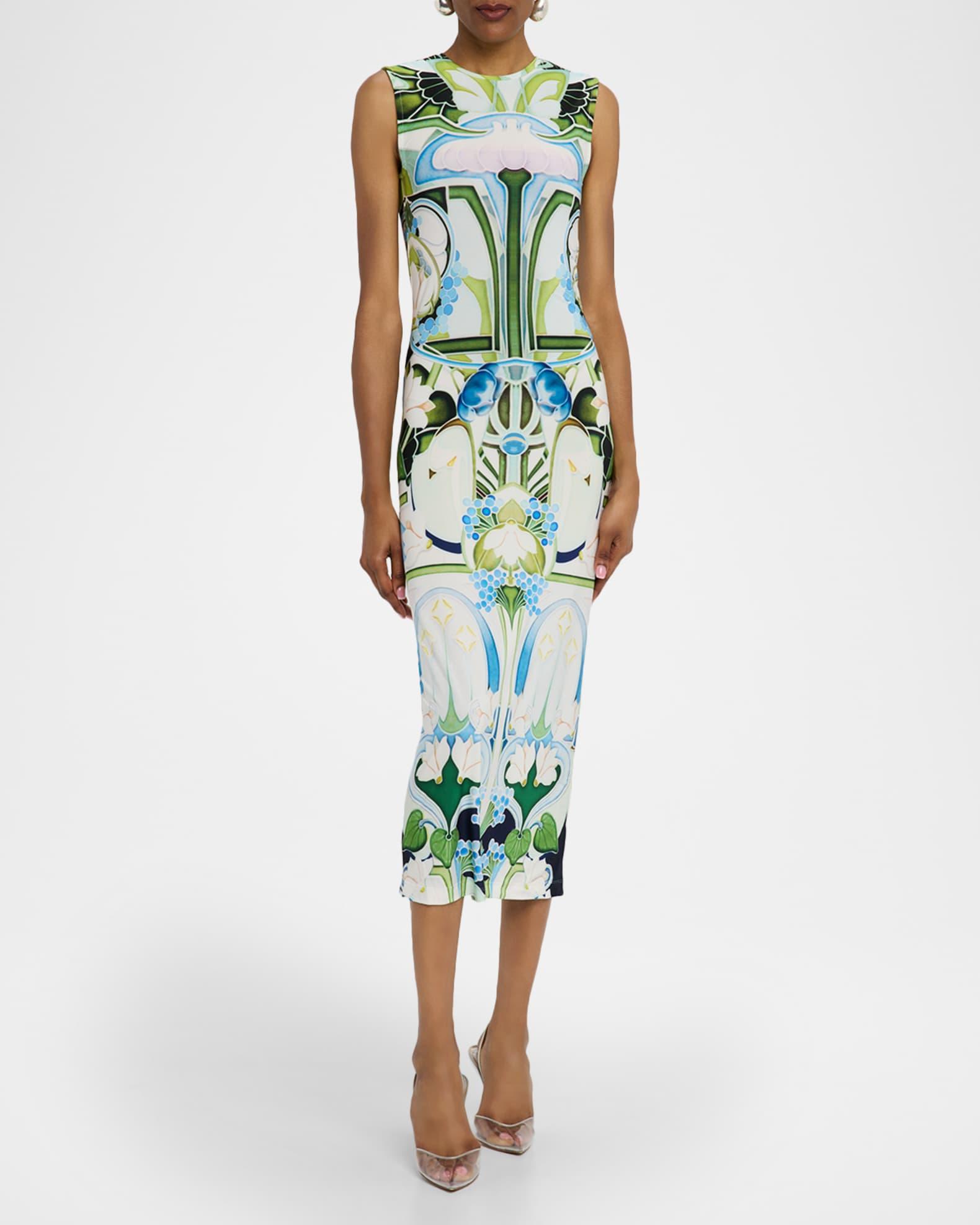 Dionne Abstract-Print Sleeveless Midi Dress Product Image