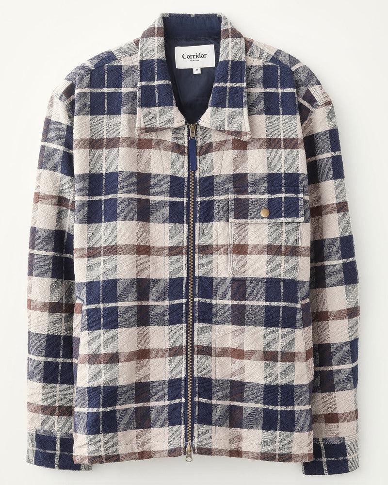 Jacquard Plaid Zip Jacket Product Image