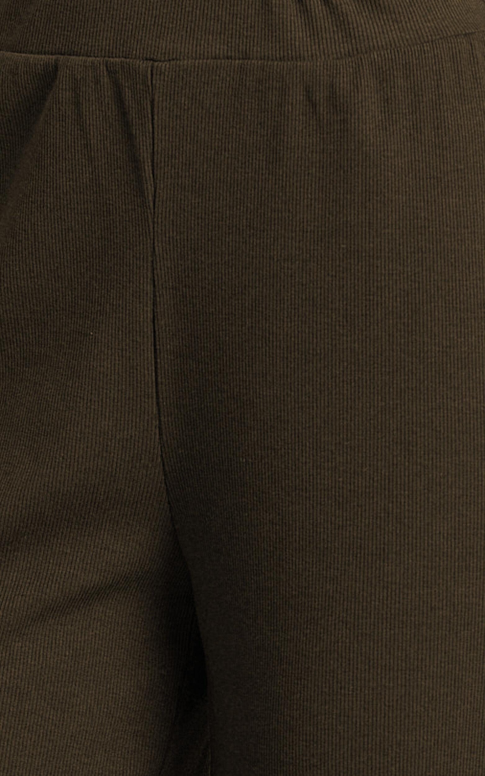 Amalthea Pants - High Waisted Jersey Rib Wide Leg Pants in Chocolate Product Image