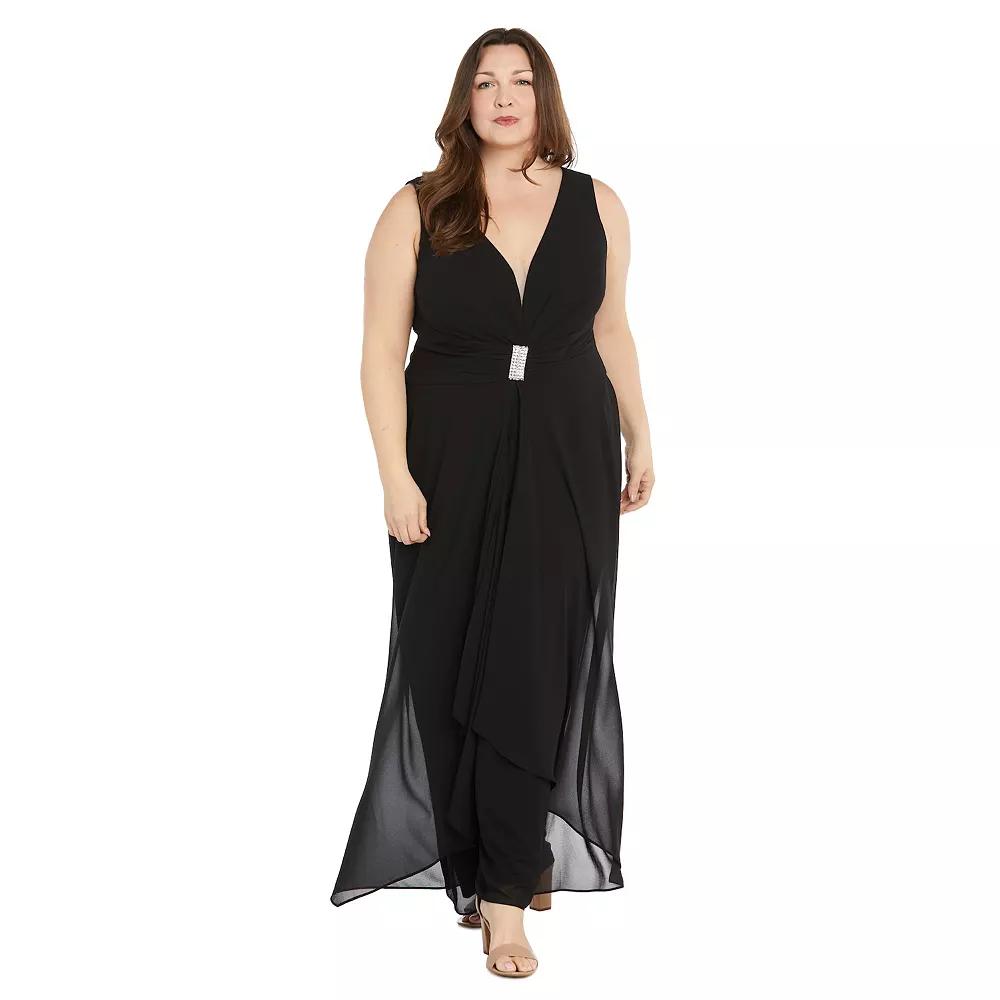Plus Size R&M Richards Flyaway Sleeveless Jumpsuit, Women's, Size: 20 W, Black Product Image