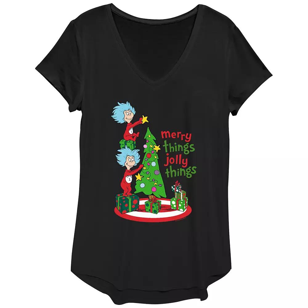 Women's Dr. Seuss Thing 1 And Thing 2 Merry Things Jolly Things Graphic Tee,  Product Image