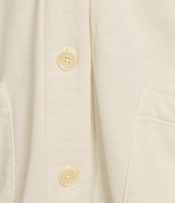 Eileen Fisher Soft Organic Cotton Terry V-Neck Long Sleeve Pocketed Long Cardigan Product Image