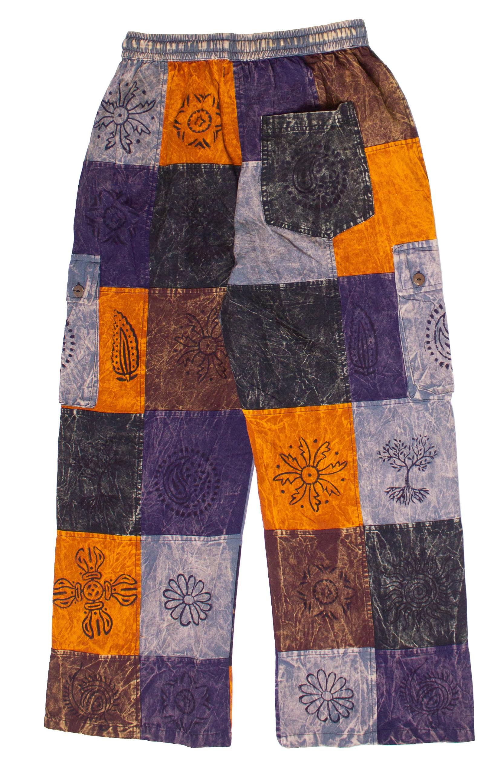 Printed Color Block Patchwork Cargo Pants Product Image