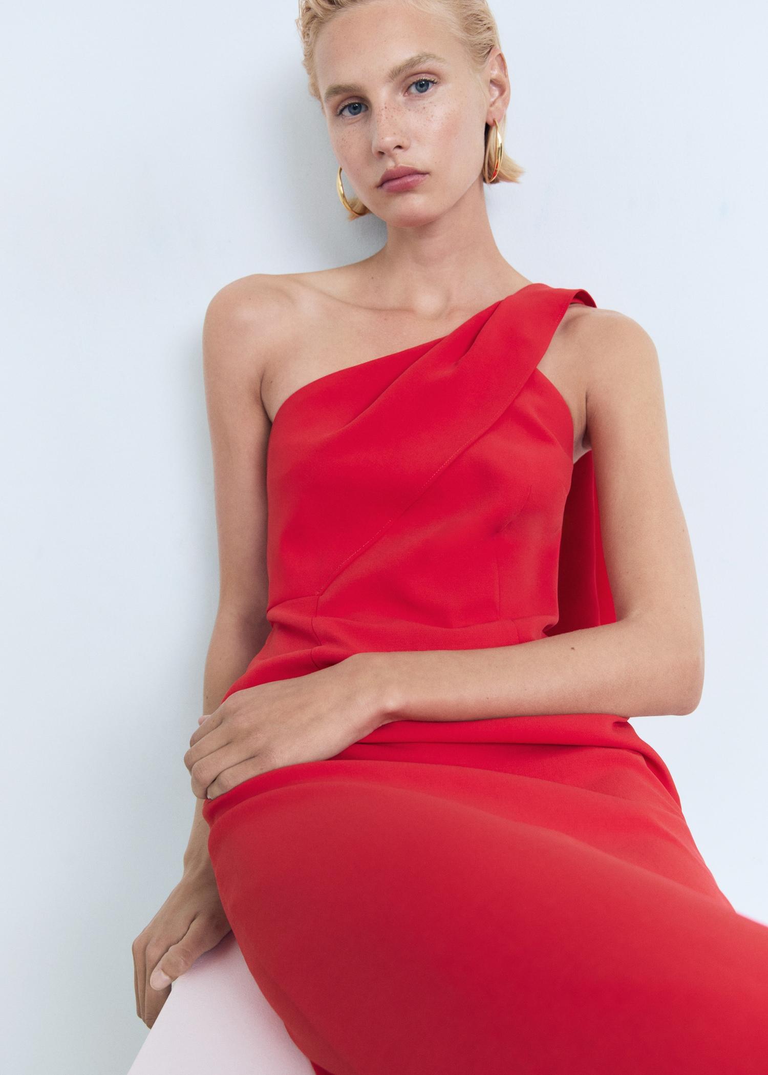 Asymmetrical bow-neck dress - Women | MANGO USA Product Image