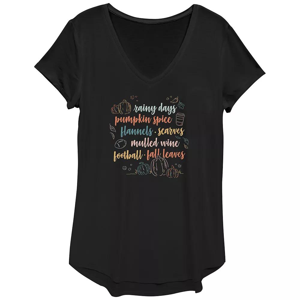 Juniors' Autumn Must Haves List V-Neck Graphic Tee, Women's,  Product Image