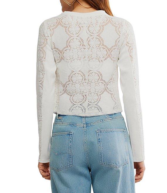 Free People Jae Sheer Cotton Lace Crew Neck Long Sleeve Top Product Image