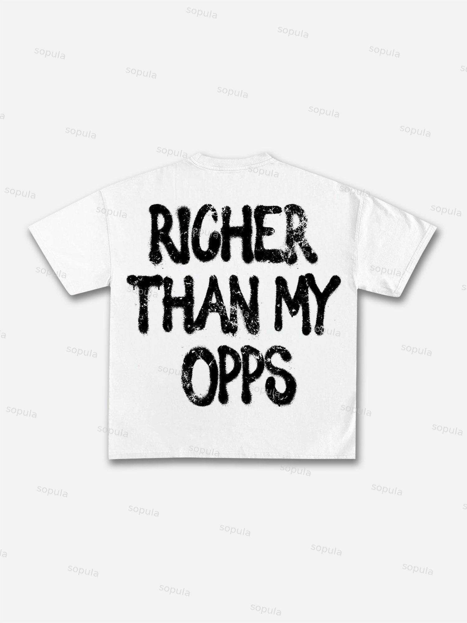 Richer Than My Opps Vintage Abstract Man Graphic Cotton T-shirt Product Image