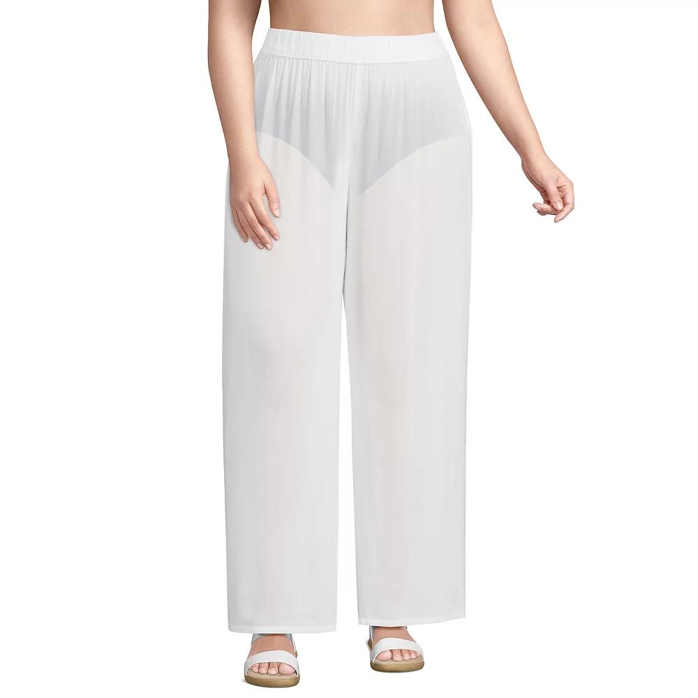 Plus Size Lands' End Sheer Oversized Swim Cover-Up Pants, Women's, Size: 2XL, White Product Image