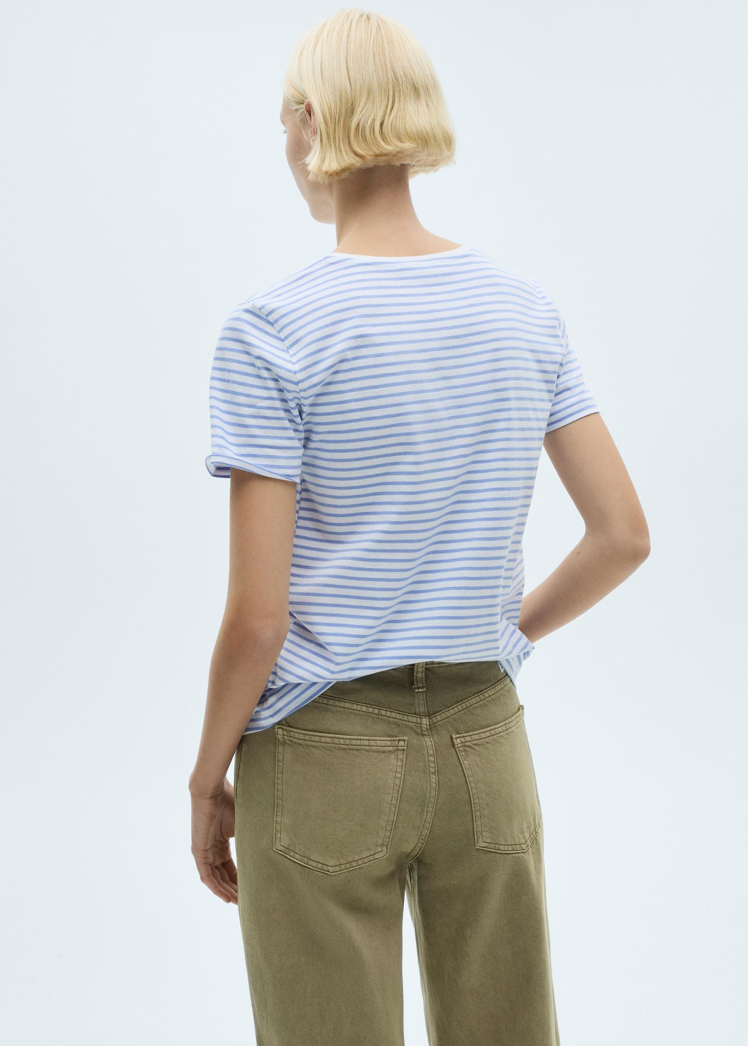 Striped short-sleeved t-shirt - Women | MANGO USA Product Image