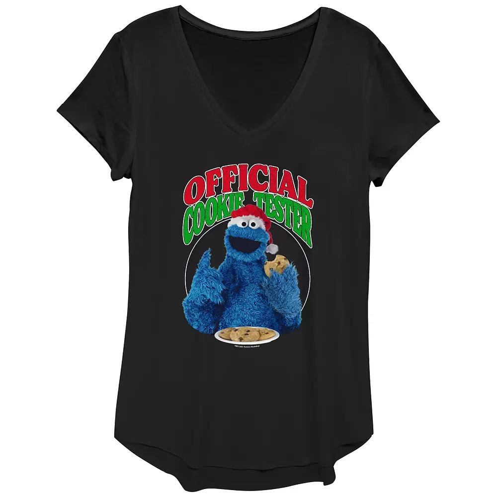 Women's PBS Kids Sesame Street Cookie Monster Official Christmas Cookie Tester Graphic Tee,  Product Image
