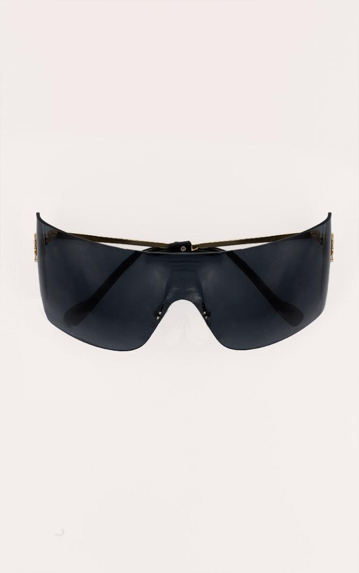 Black Wrap Around Oversized Visor Sunglasses Product Image