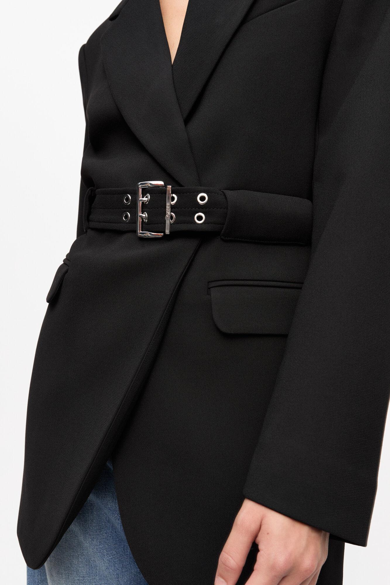 Black Bonded Crepe Blazer Product Image