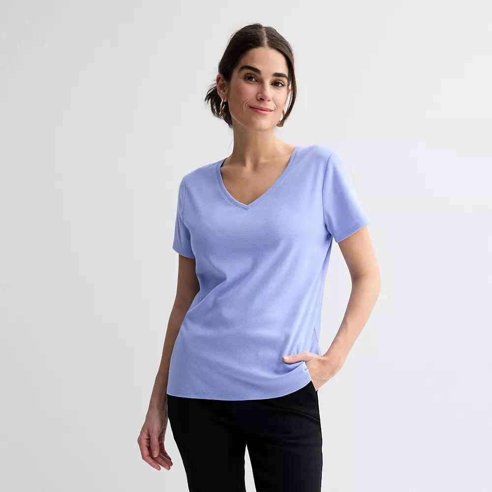 Petite Croft & Barrow® Essential V-Neck Tee, Women's, Size: Medium Petite, Palmer Peri Product Image