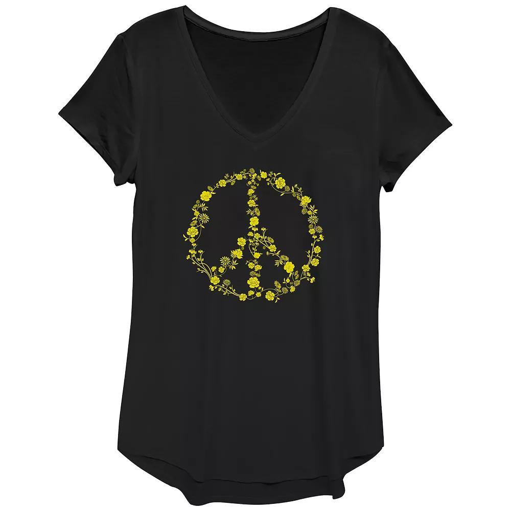Women's Floral Apparel Peace Sign Graphic Tee, Girl's,  Product Image