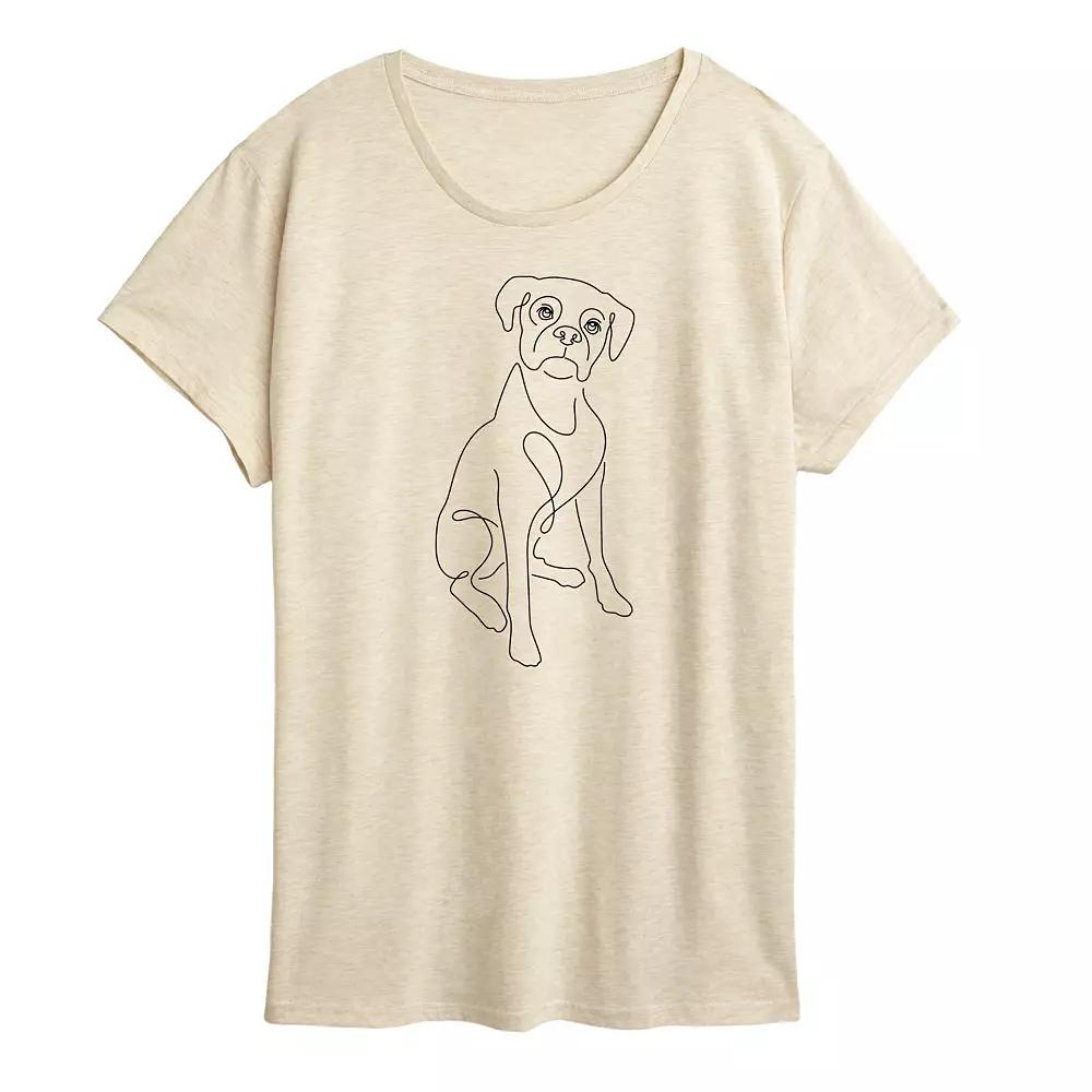 Women's Simple Line Drawing Of Dog Graphic Tee,  Product Image