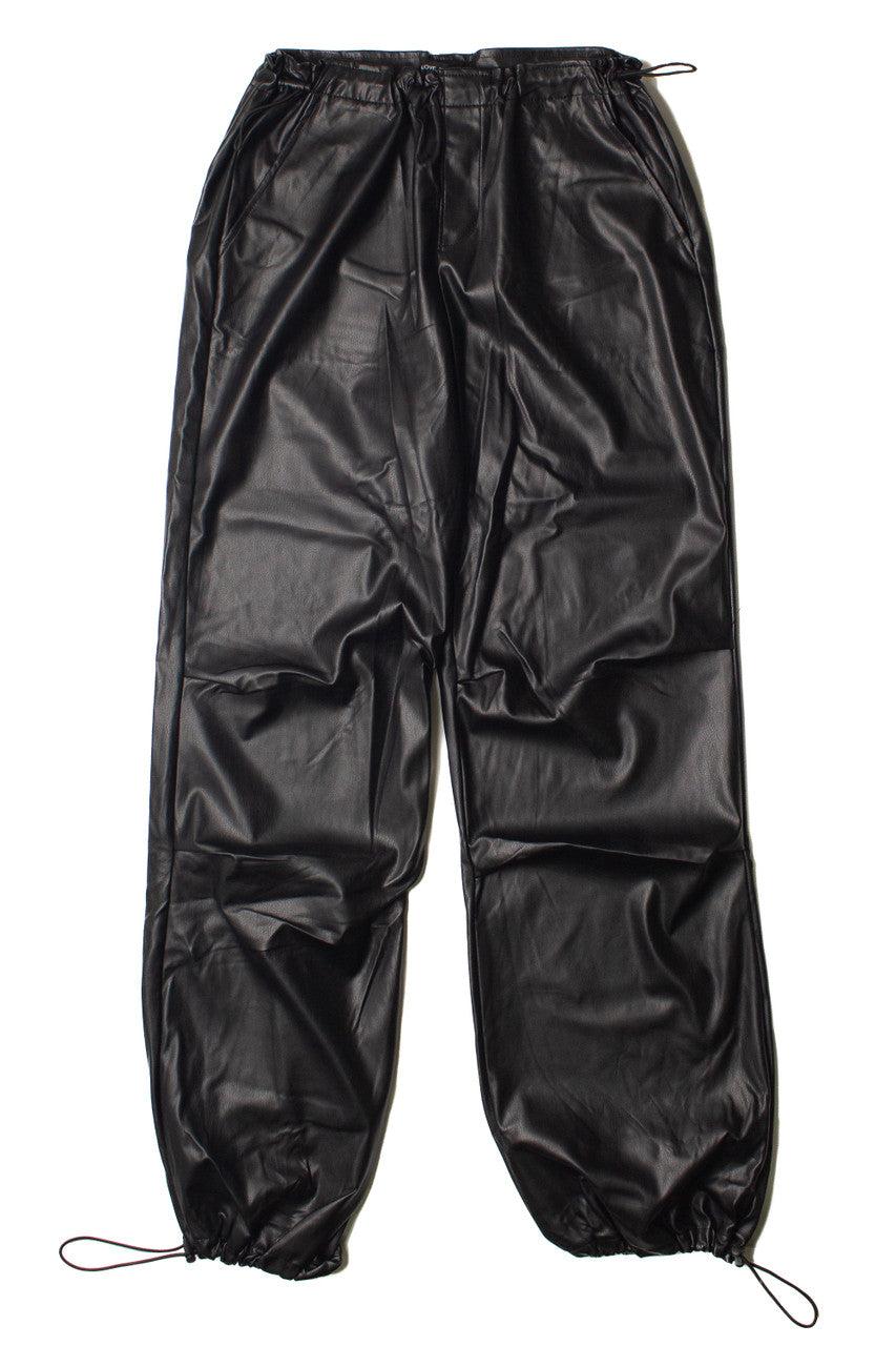 Pleather Drawstring Parachute Pants Product Image