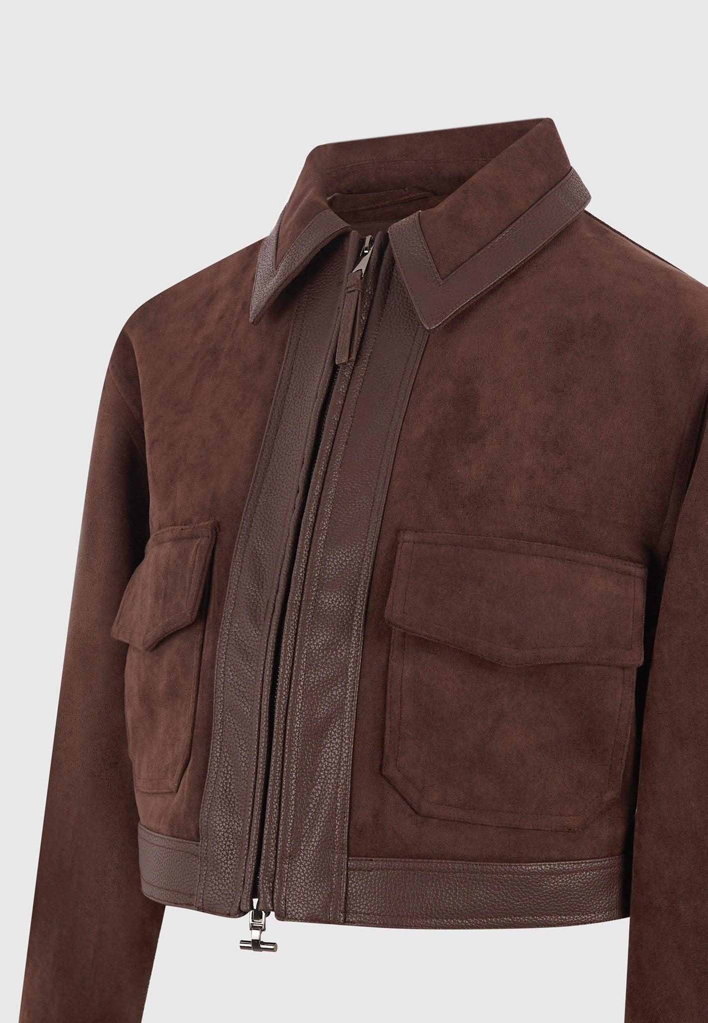 Denise - Suede & Pebbled Leather Jacket - Brown Female Product Image