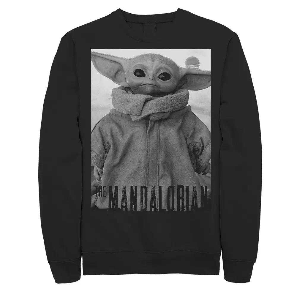 Men's Star Wars The Mandalorian The Child aka Baby Yoda Grey Scale Poster Sweatshirt,  Product Image