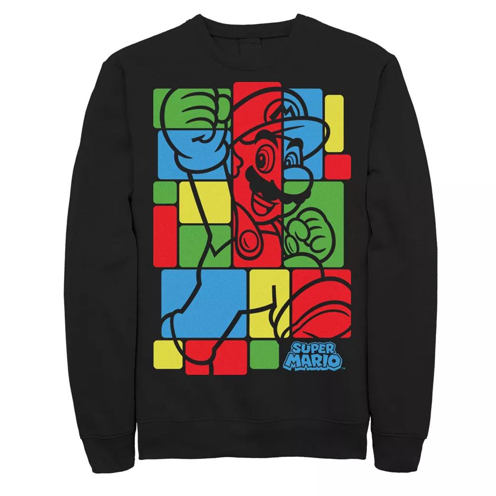 Men's Super Mario Bros Colored Squares Design Fleece,  Product Image