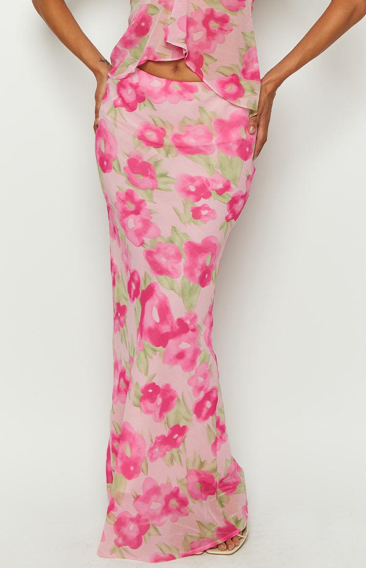 Jacqulin Pink Floral Print Maxi Skirt Baby Product Image