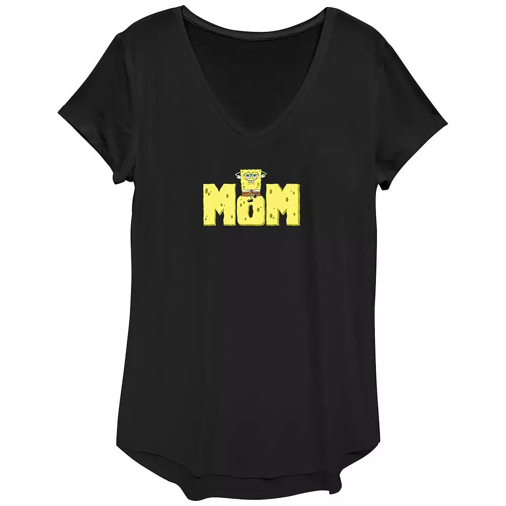 Women's SpongeBob SquarePants Mom Graphic Tee, Size: XS, Black Product Image