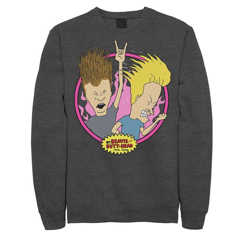 Men's Beavis & Butthead Rock N Roll Circle Portrait Sweatshirt,  Product Image