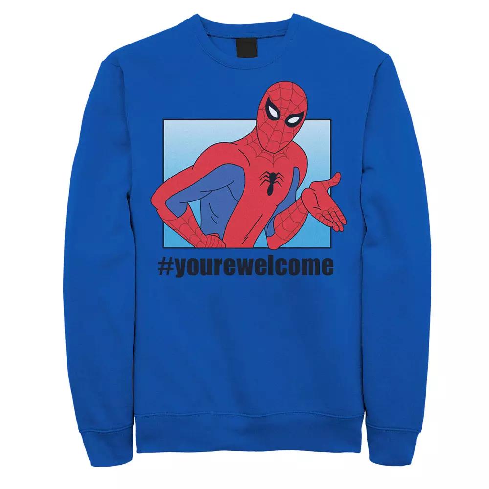Men's Marvel Spider-Man #yourwelcome Vintage Panel Poster Graphic Fleece Pullover,  Product Image