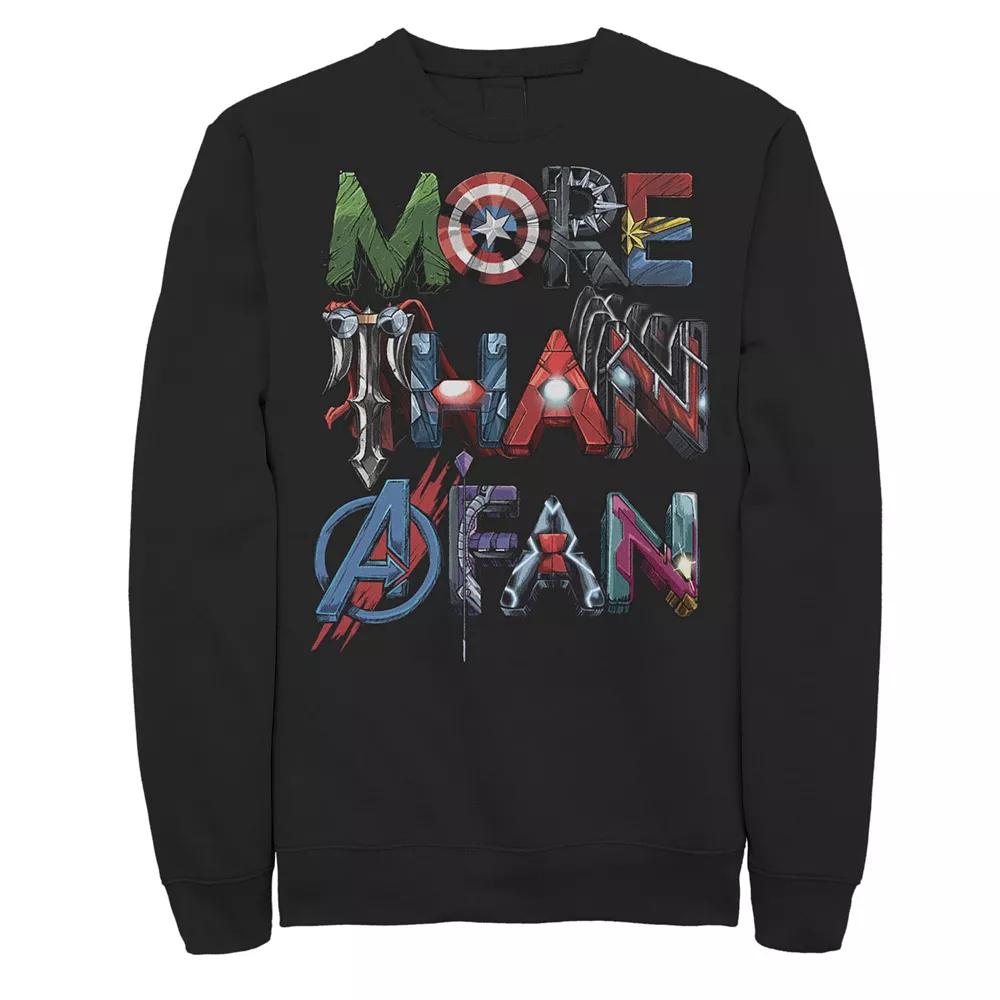 Men's Marvel More Than A Fan Character Letter Text Word Stack Sweatshirt, Size: 3XL, Black Product Image