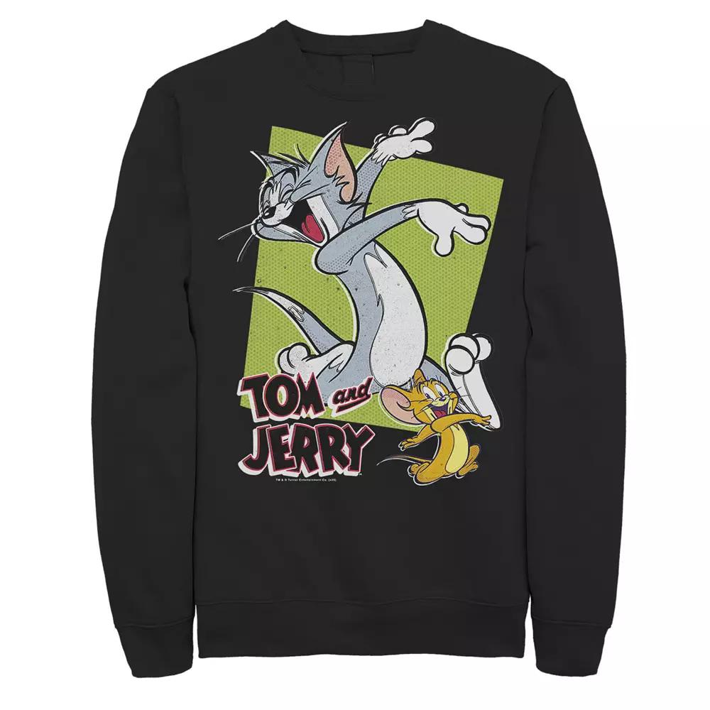 Mens Tom And Jerry Retro Style Green Box Portrait Sweatshirt, Men's,  Product Image