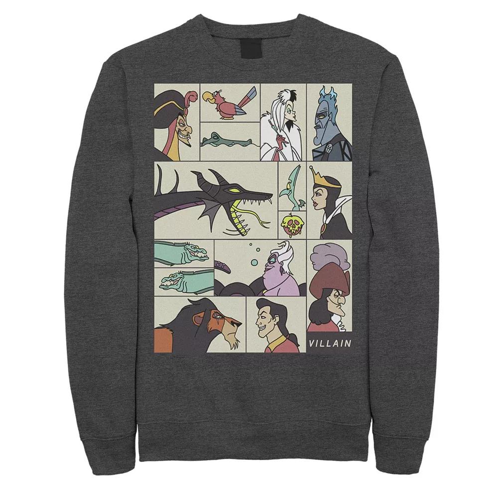 Disney Villains Men's Comic Style Portrait Panels Sweatshirt,  Product Image