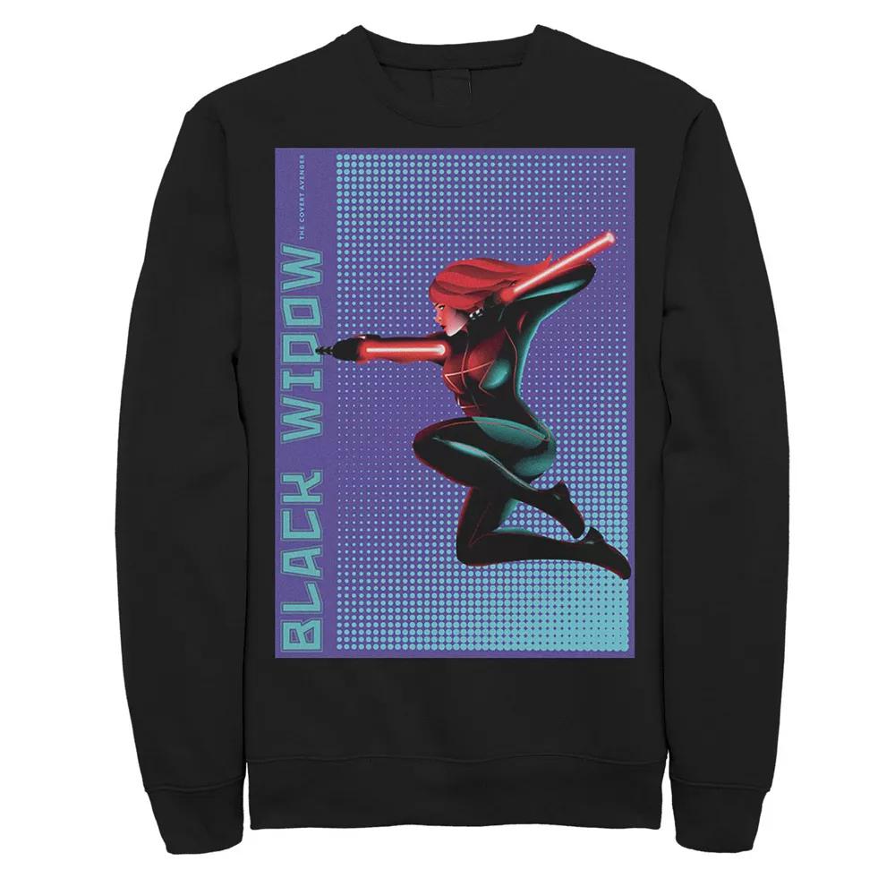 Men's Marvel Black Widow Halftone Pop Art Poster Sweatshirt,  Product Image