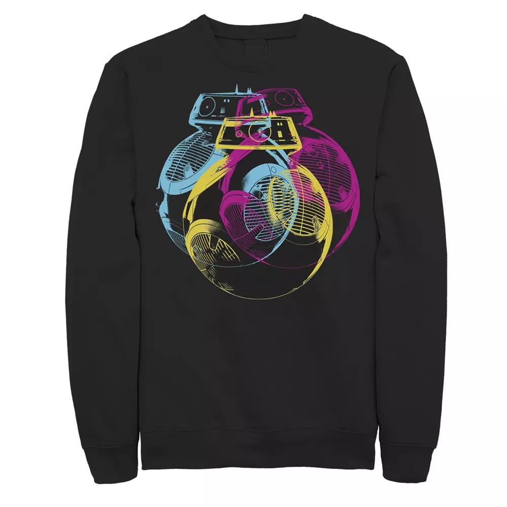 Men's Star Wars BB-9E Colorful Neon Portrait Sweatshirt,  Product Image