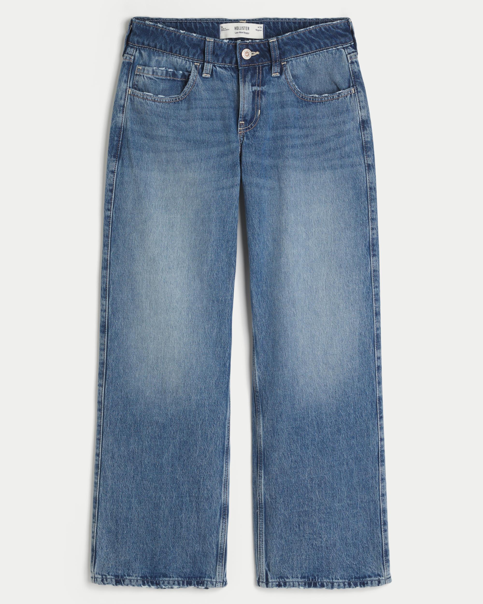 Low-Rise Medium Wash Baggy Jeans Product Image