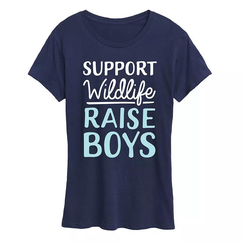 Women's Support Wildlife Raise Boys Graphic Tee, Girl's,  Product Image