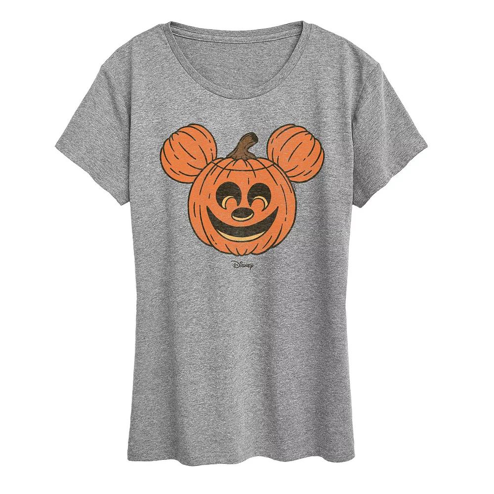Disney's Mickey Mouse Women's Distressed Pumpkin Graphic Tee,  Product Image